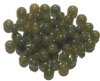 60 6x9mm Milky Dark Olive Marble Glass Spacer Beads